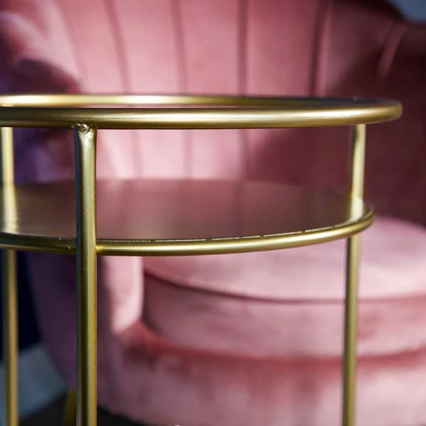 Small Round Drinks Trolley - Gold - Image 11