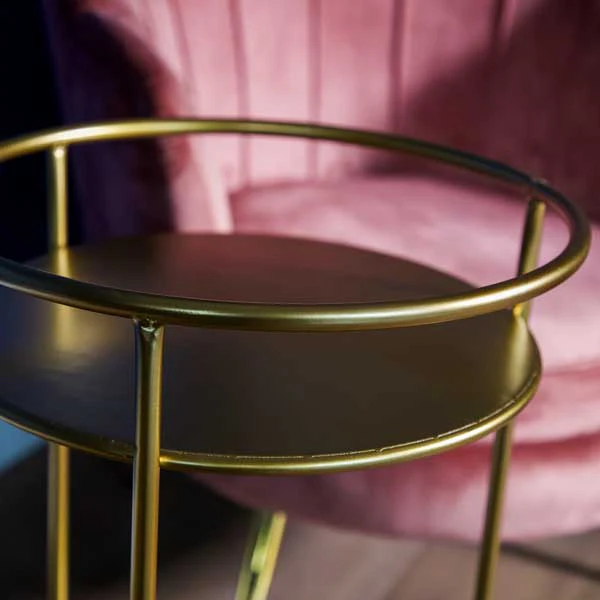 Small Round Drinks Trolley - Gold - Image 3