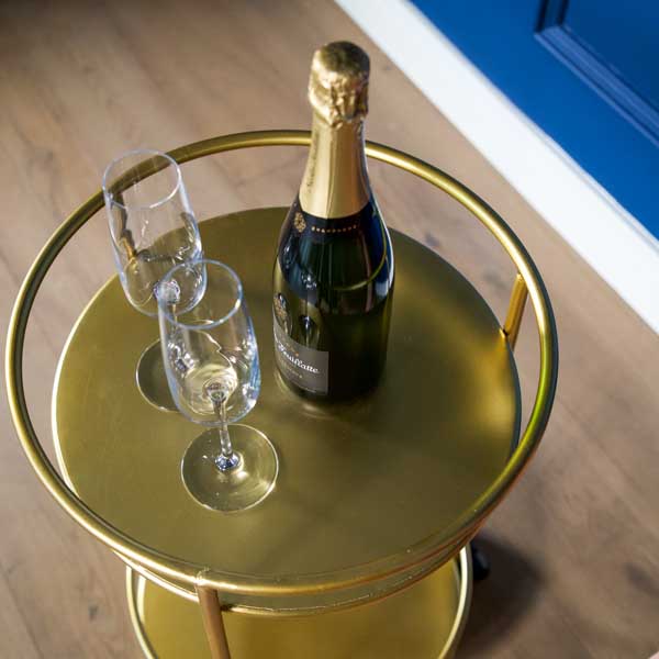 Small Round Drinks Trolley - Gold - Image 5