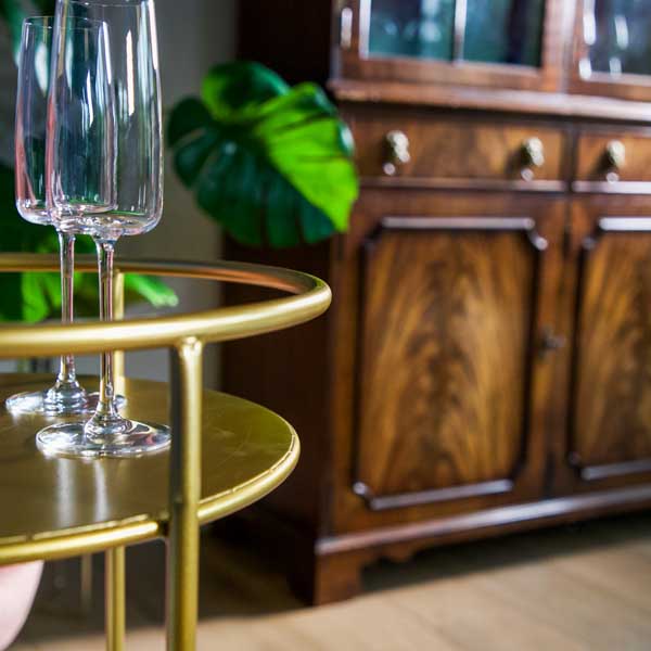 Small Round Drinks Trolley - Gold - Image 6