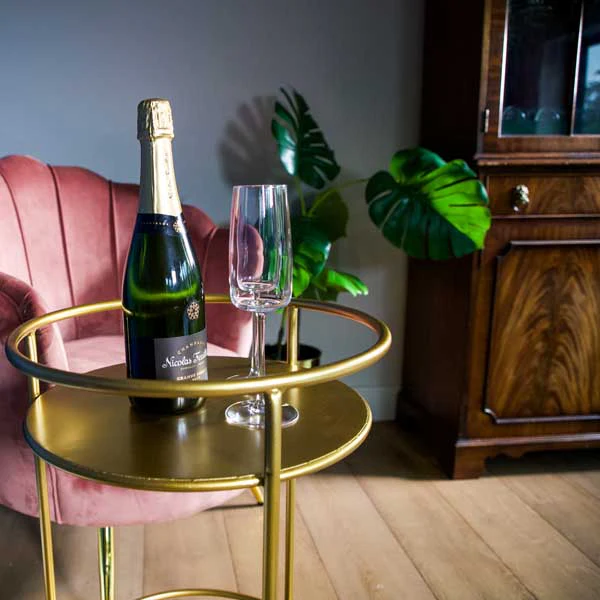 Small Round Drinks Trolley - Gold - Image 7
