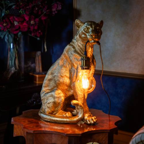 Gold Leopard Resin Lamp Base