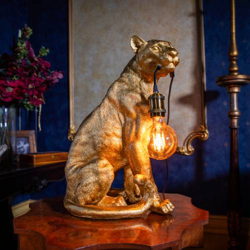 Gold Leopard Resin Lamp Base - Image 3
