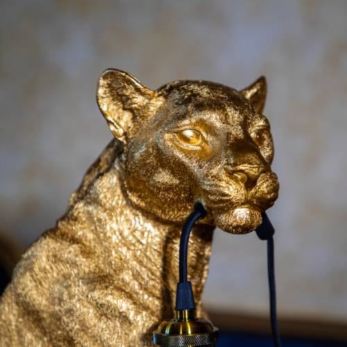 Gold Leopard Resin Lamp Base - Image 4