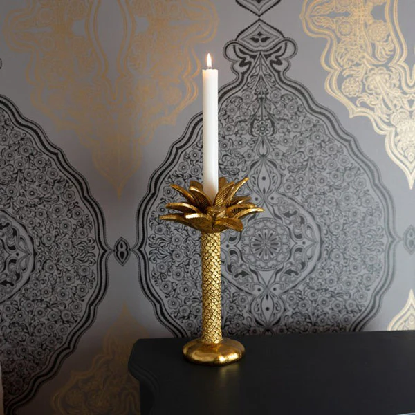 Gold Palm Tree Design - Dinning Candleholder