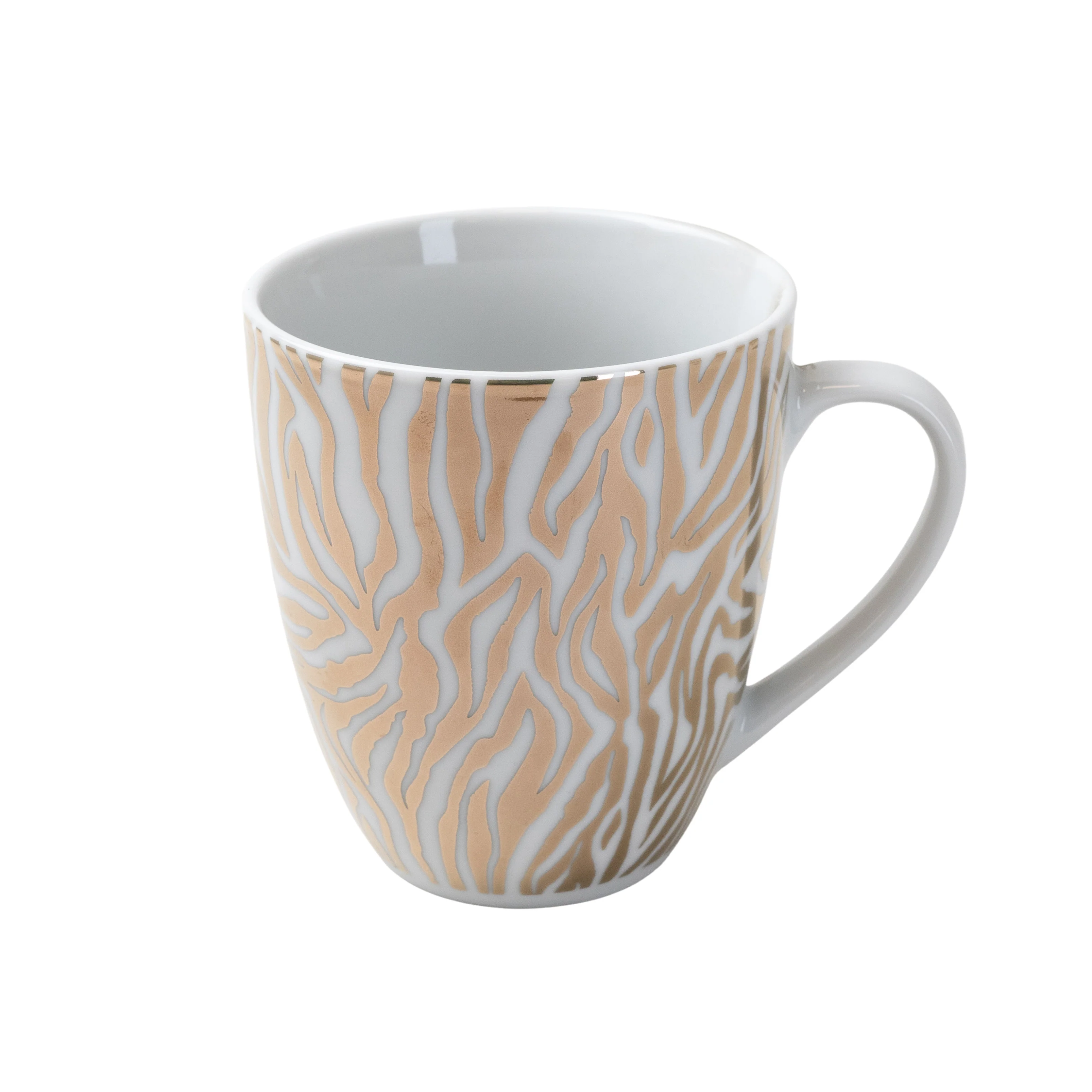Gold and White Zebra Print Mug with a White Handle - Image 2