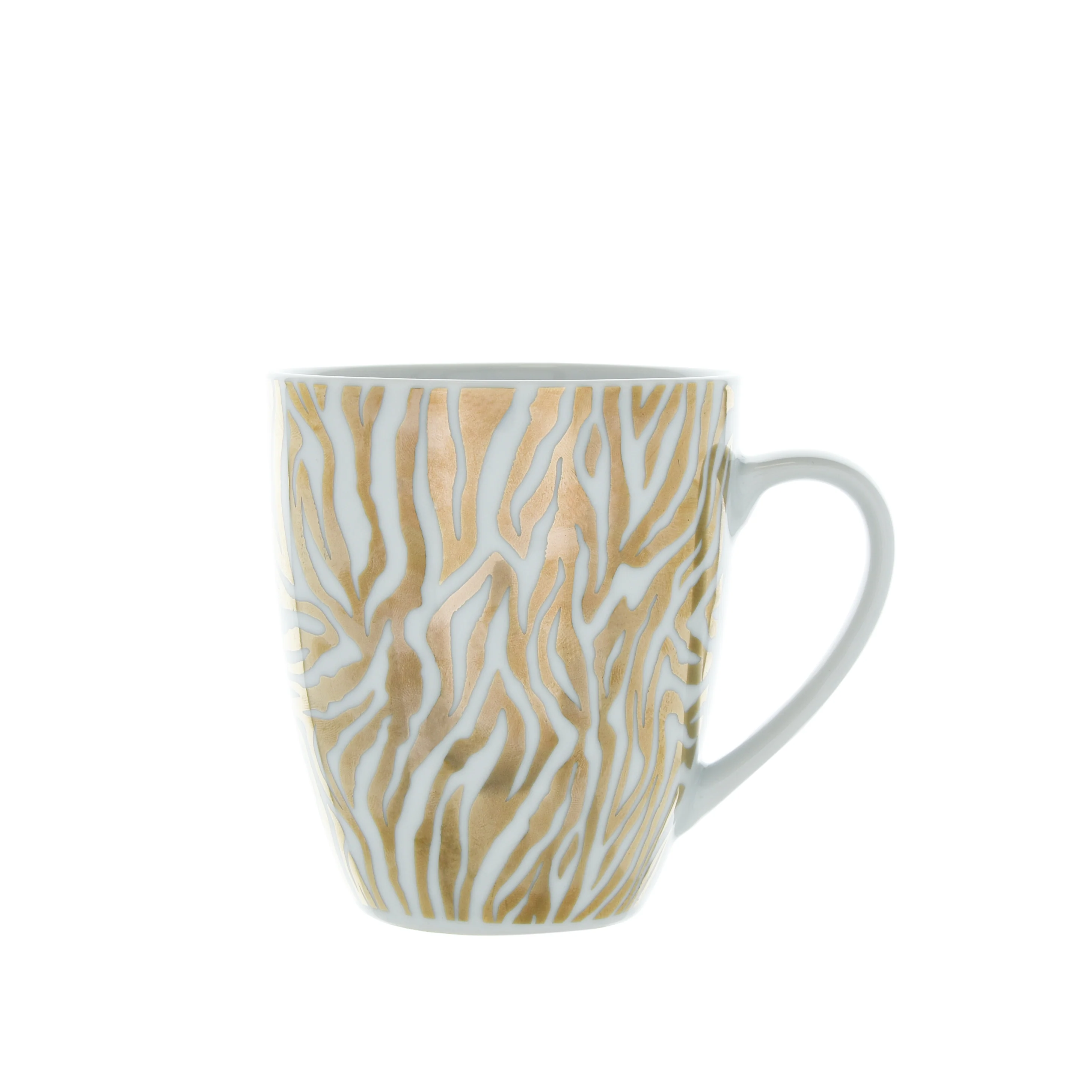 Gold and White Zebra Print Mug with a White Handle - Image 3