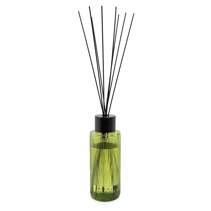 Honeysuckle & Galbanum - Elegant Green Glass Reed Diffuser, 1200ml - Image 3