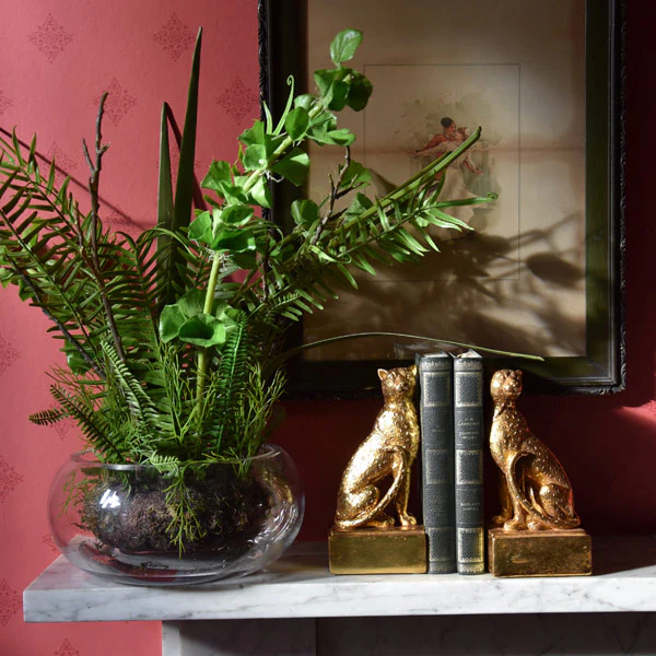 Serene Green Lifelike Plant Arrangement in Clear Glass Fishbowl