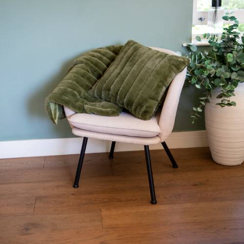 Green Faux Fur Cushion - Image 2