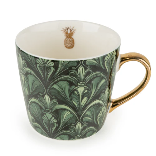 Green Mug with Art Deco Fan Pattern  - Image 2
