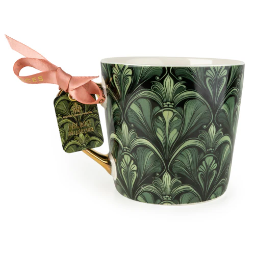 Green Mug with Art Deco Fan Pattern  - Image 3