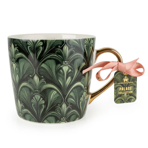 Green Mug with Art Deco Fan Pattern  - Image 4
