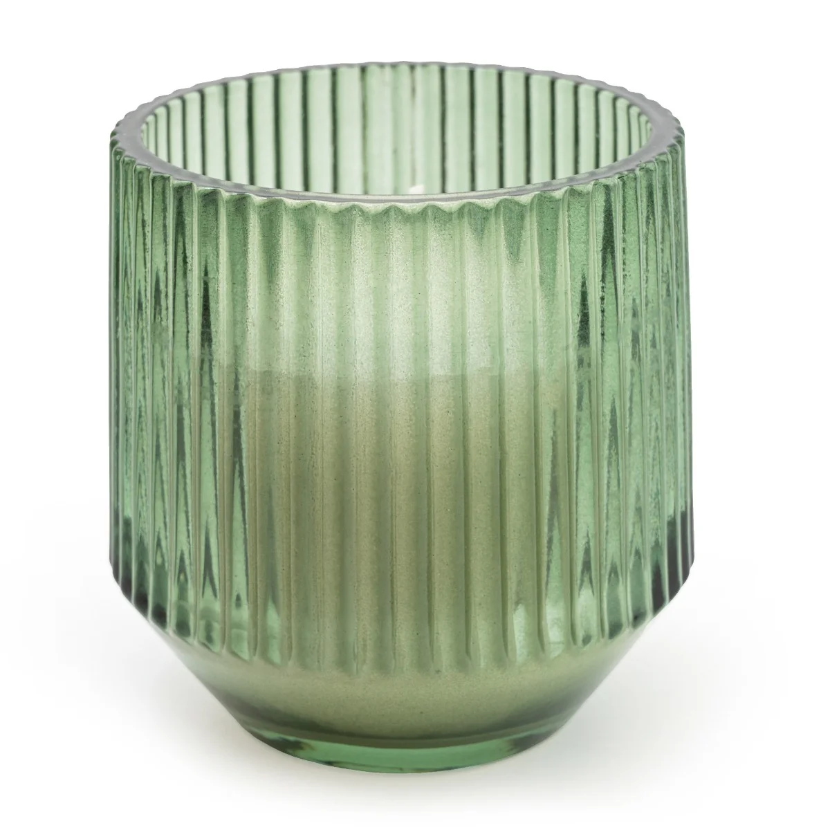 Chic Green Ridged Glass Candle - Sicilian Basil & Wild Lemon Scent - Image 2
