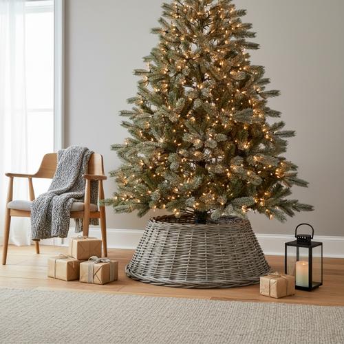Grey Wicker Christmas Tree Skirt