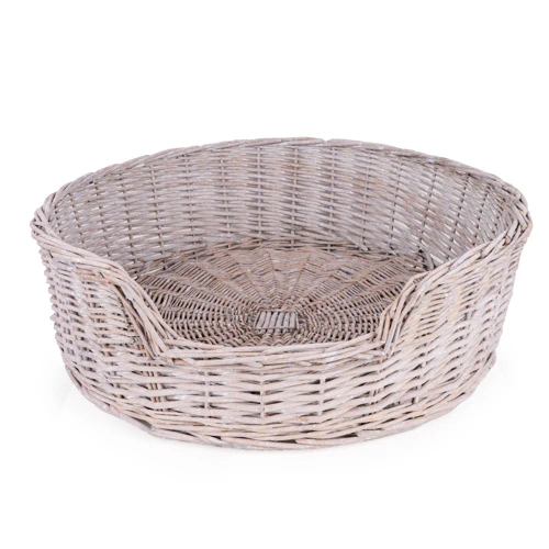 Grey Wicker Dog Basket - Image 2