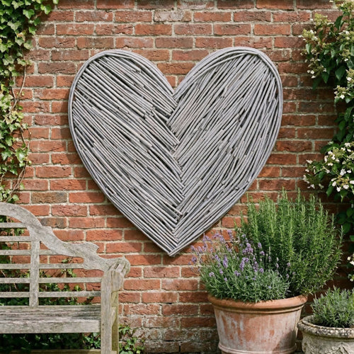 Grey Wicker Heart Hanging Decoration