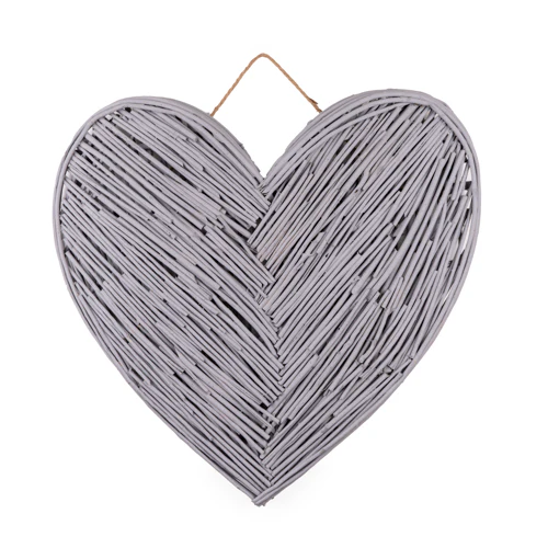 Grey Wicker Heart Hanging Decoration - Image 3
