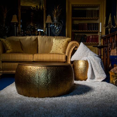 Hammered Gold Coffee Table with Removable Lid - Image 3