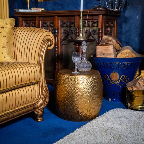 Hammered Gold Side Table with Removable Lid - Image 3