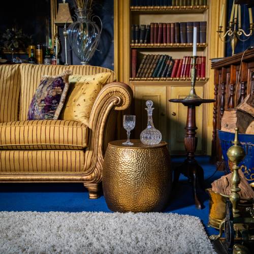 Hammered Gold Side Table with Removable Lid - Image 4