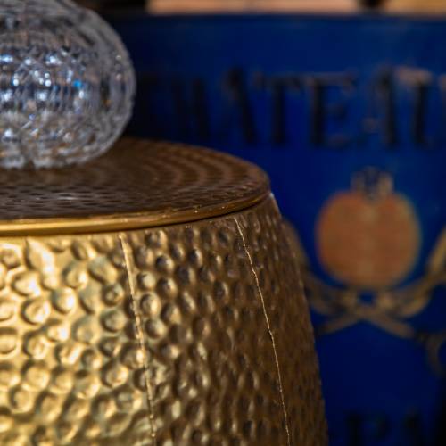 Hammered Gold Side Table with Removable Lid - Image 5