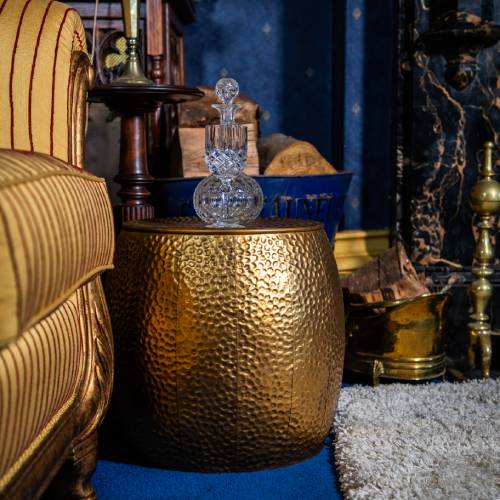 Hammered Gold Side Table with Removable Lid - Image 6