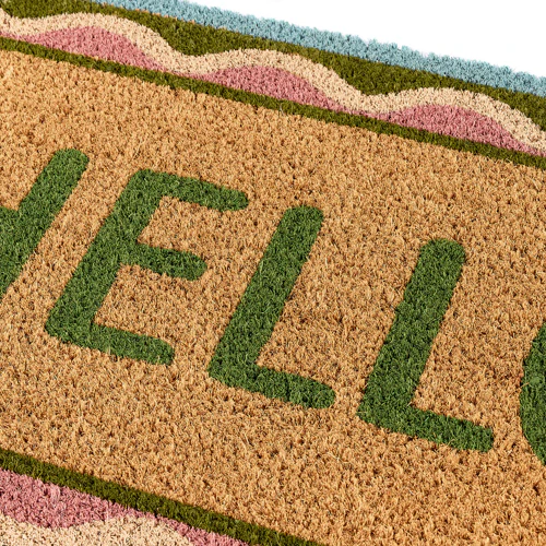 Hello Coir Doormat with Decorative Border - Image 3