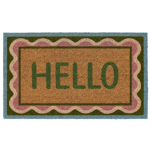 Hello Coir Doormat with Decorative Border - Image 4