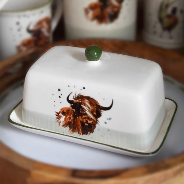 Charming Highland Cow Ceramic Butter Dish
