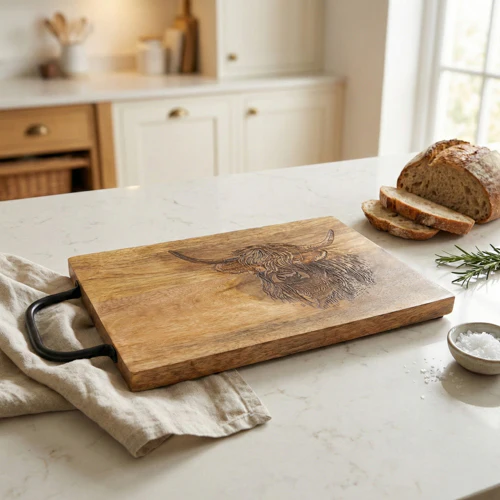 Highland Cow Chopping Board with Metal Handle