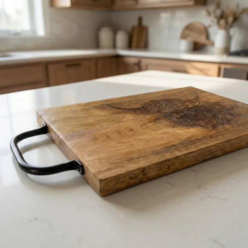 Highland Cow Chopping Board with Metal Handle - Image 2