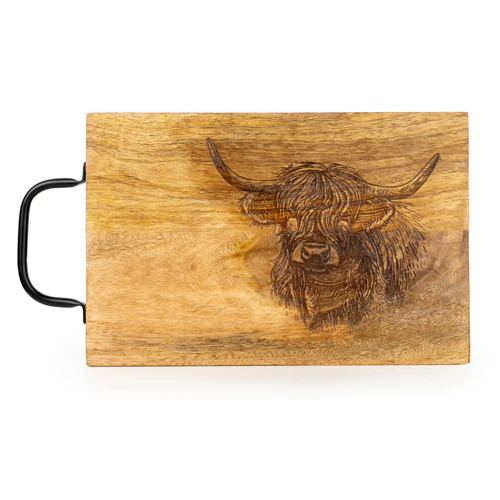 Highland Cow Chopping Board with Metal Handle - Image 3
