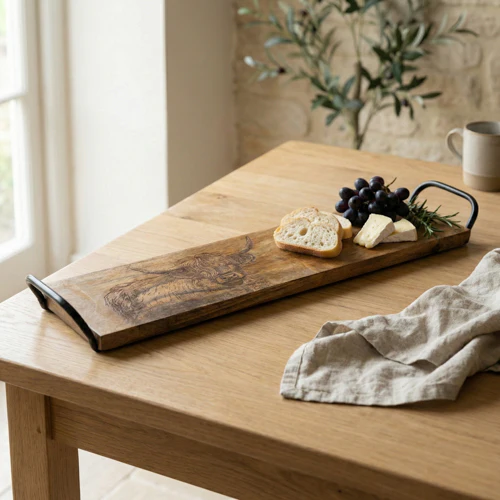 Highland Cow Serving Board with Metal Handles 