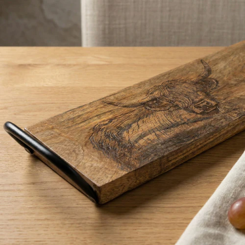 Highland Cow Serving Board with Metal Handles  - Image 2