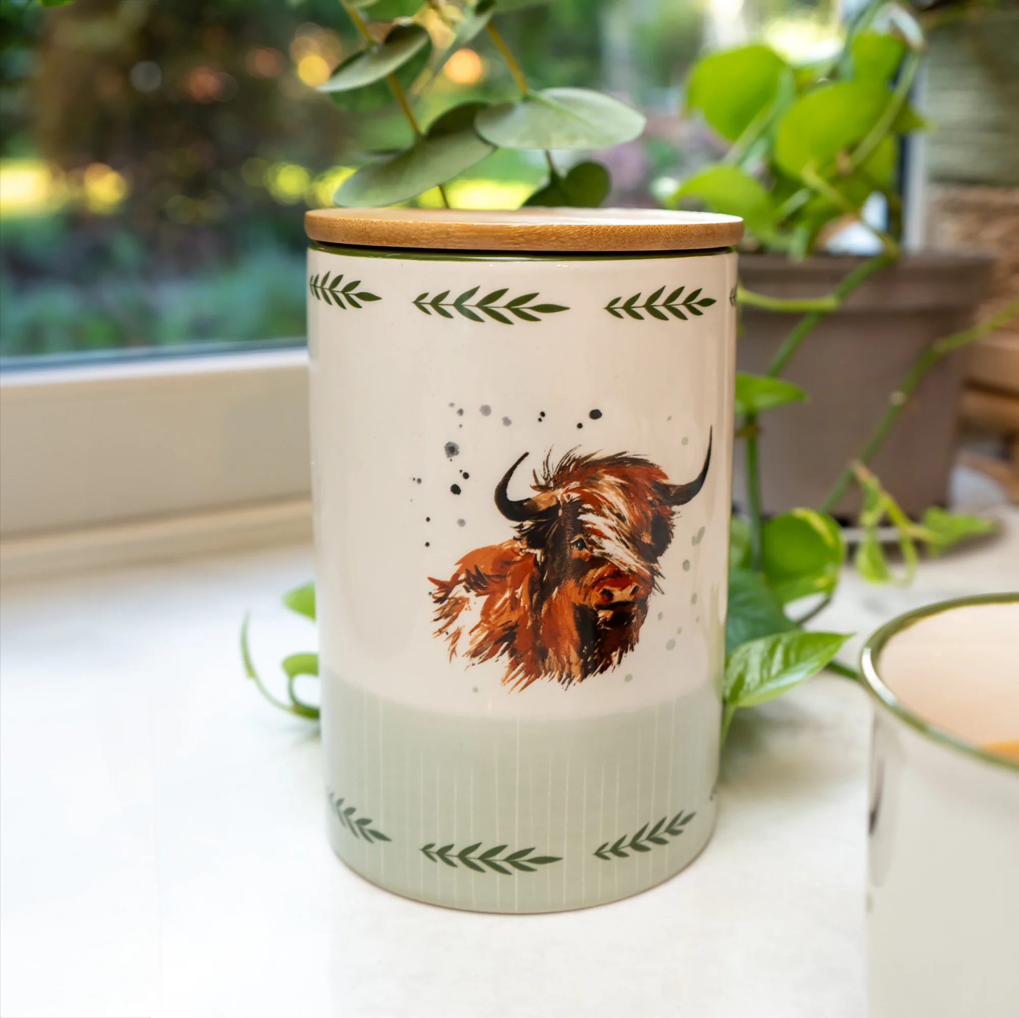 Rustic Highland Cow Storage Jar