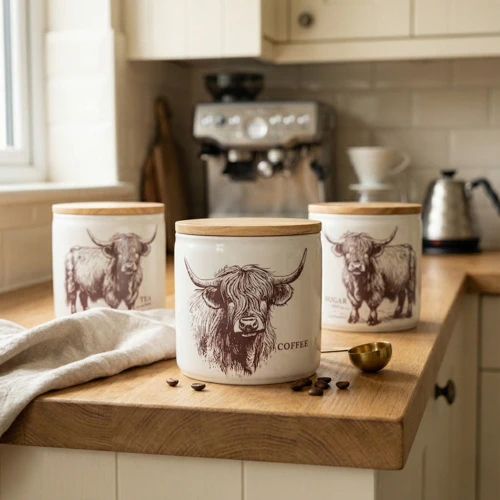 Highland Cow Tea Coffee Sugar Canisters