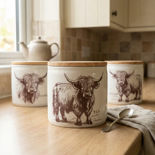 Highland Cow Tea Coffee Sugar Canisters - Image 3