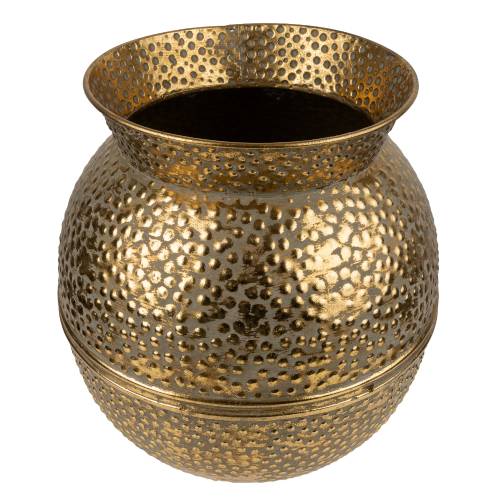 Large Antique Gold Rounded Vase - Image 5