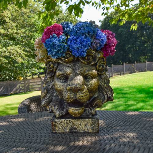 Large Antique Lion Head Planter - Image 3