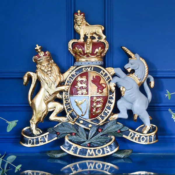 Regal Heritage: Antique Large Coat of Arms Wall Plaque