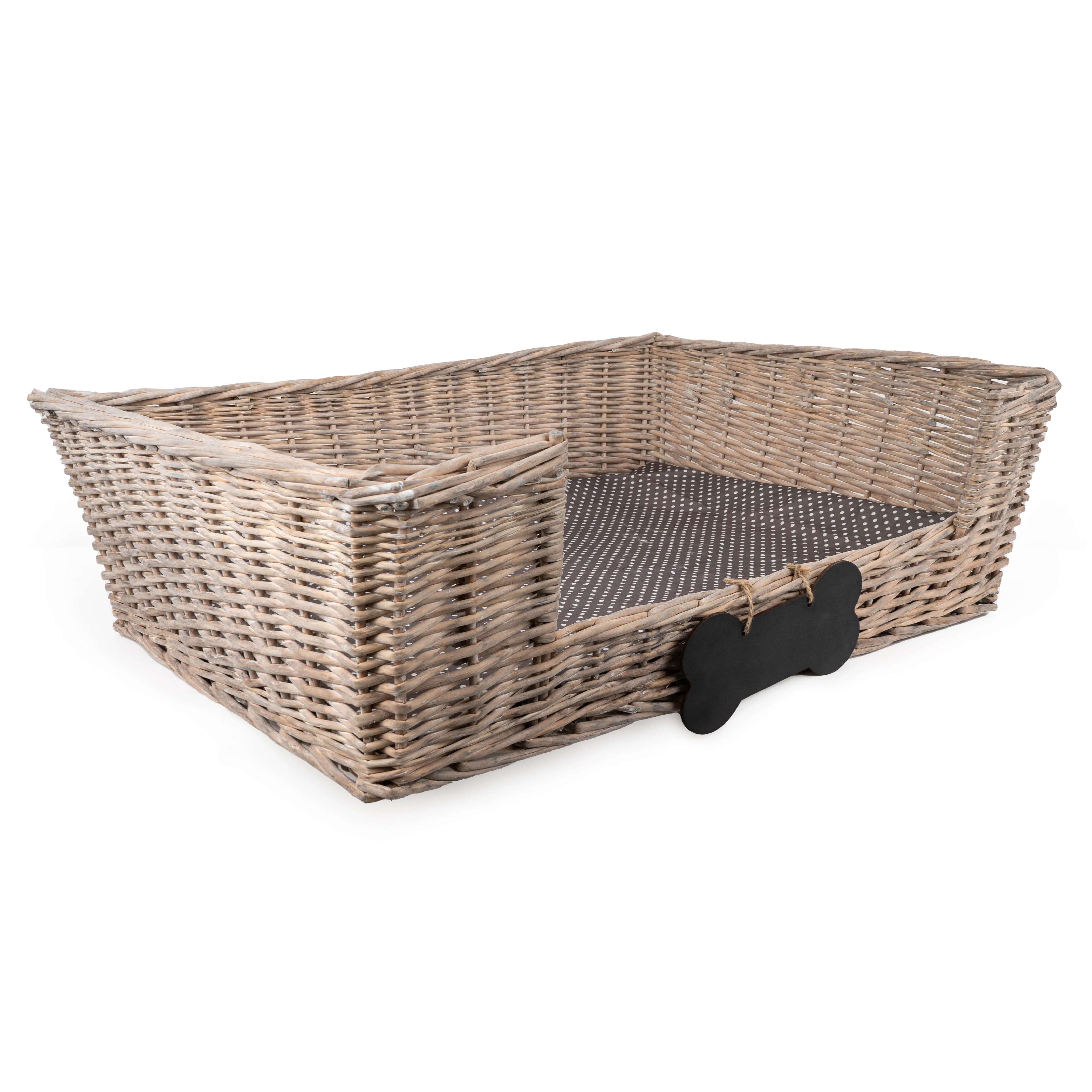 Large Dog Basket With Padded Bed with Chalk Board Personalisation - Grey - Image 3