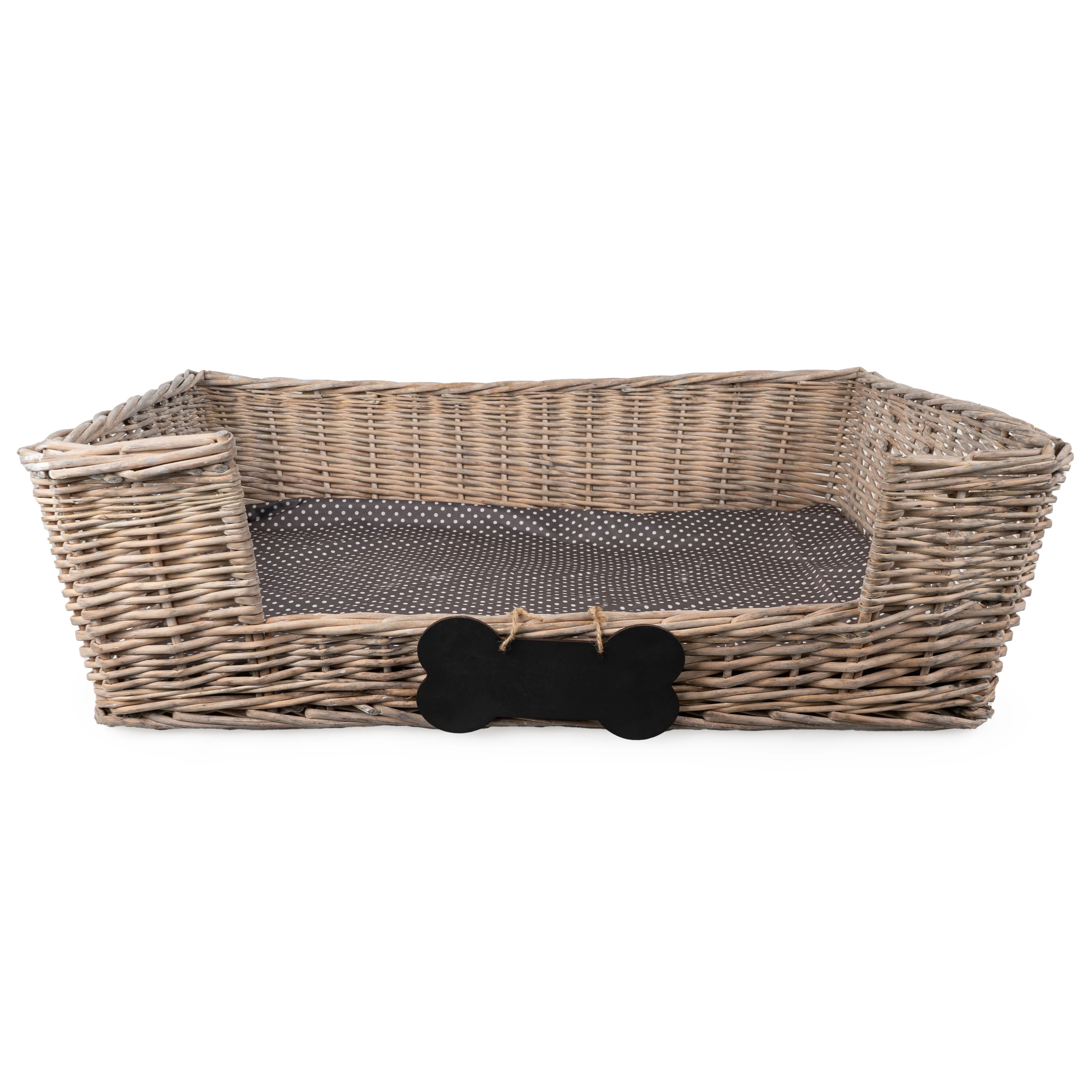 Large Dog Basket With Padded Bed with Chalk Board Personalisation - Grey - Image 4