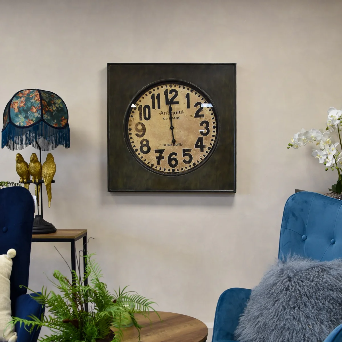Large Elegant Antiquité de Paris: Square Industrial Wall Clock - Image 3
