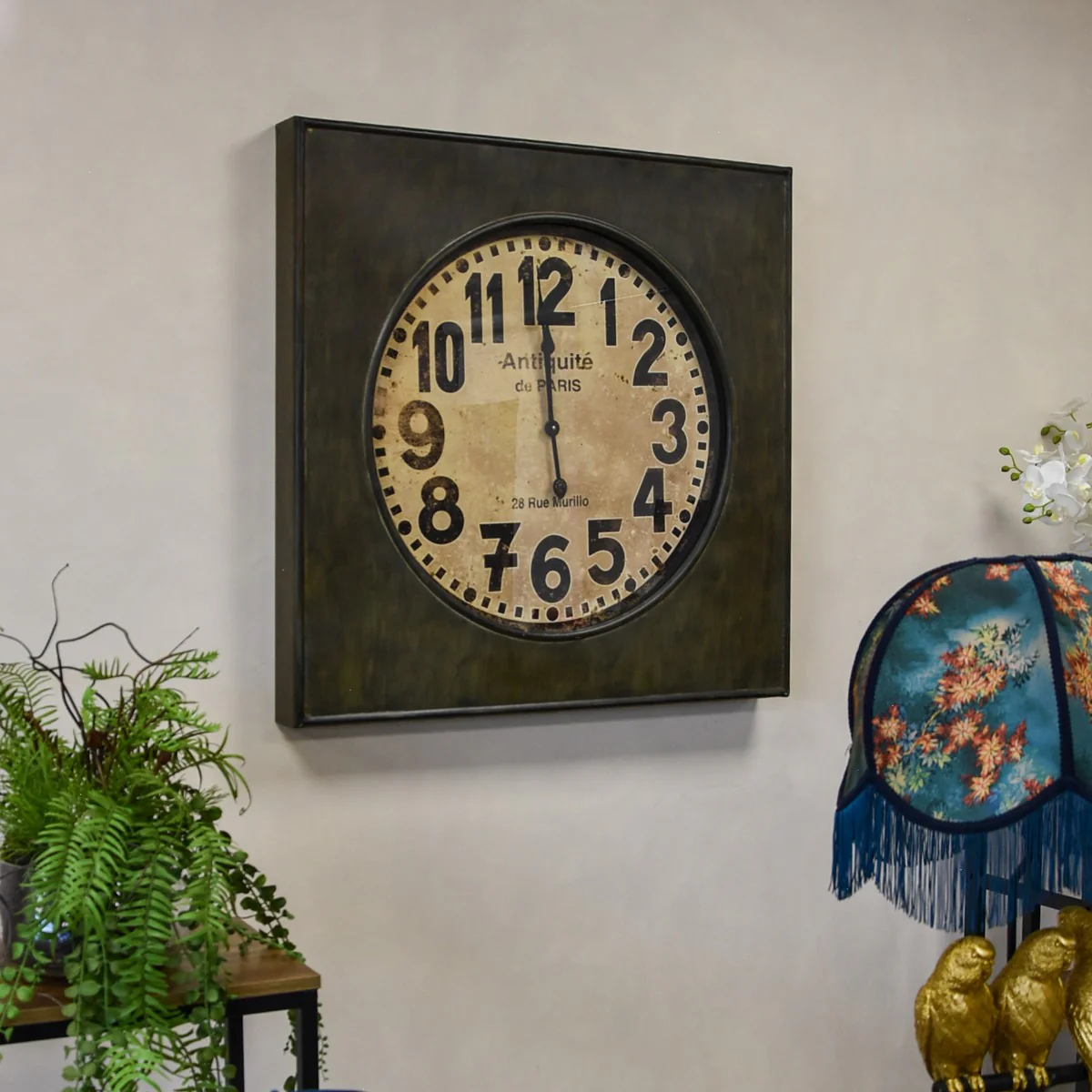 Large Elegant Antiquité de Paris: Square Industrial Wall Clock - Image 4
