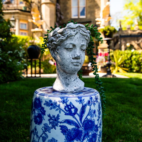 Large Stone Female Head Planter