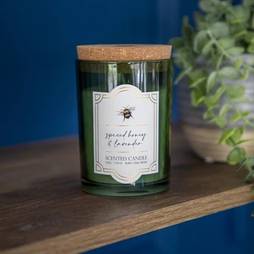 Large Glass Scented Candle with Cork Lid - Bee Orchard Blossom - Image 2