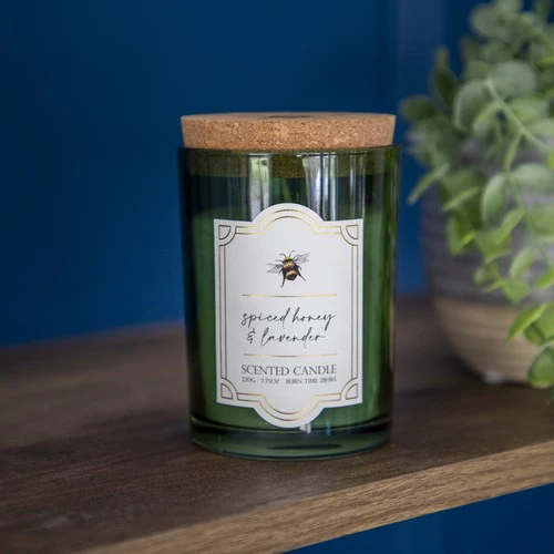 Large Glass Scented Candle with Cork Lid - Bee Orchard Blossom - Image 3