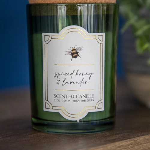 Large Glass Scented Candle with Cork Lid - Bee Orchard Blossom - Image 4