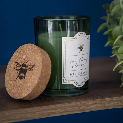 Large Glass Scented Candle with Cork Lid - Bee Orchard Blossom - Image 6